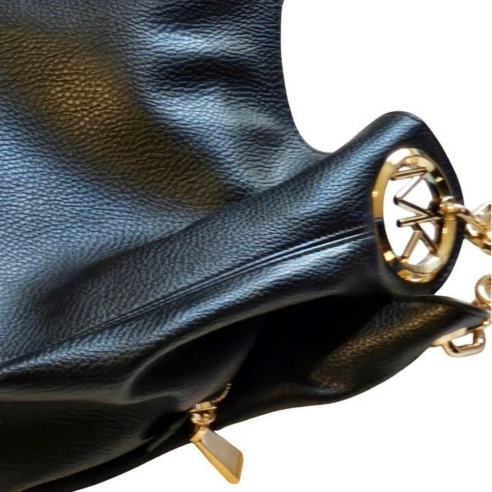 Michael Kors Black Pebbled Leather Hobo Bag Gold Hardware Large - Picture 9 of 14